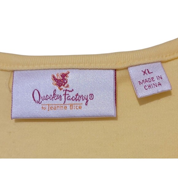 Quacker Factory Womens Beaded Embroidered Floral Blouse Yellow XL - Picture 5 of 5